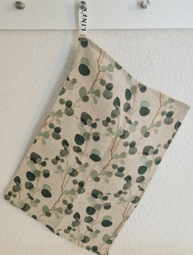 Preview: Leinen Geschirrtuch Eucalyptus on Natural, 45 x 65 cm - Linen Tales