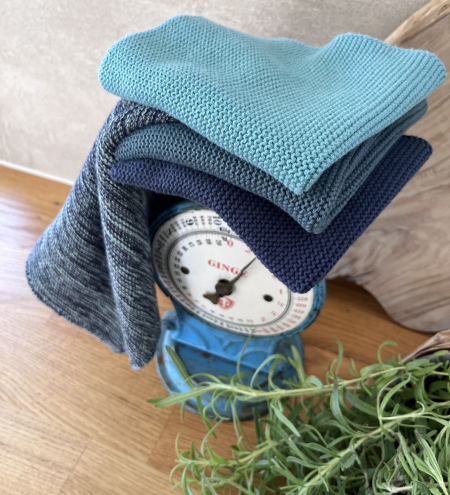 Preview: Solwang Reinigungstücher gestrickt, Blue Peacock