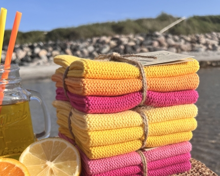 Solwang Reinigungstücher gestrickt, hell gelb