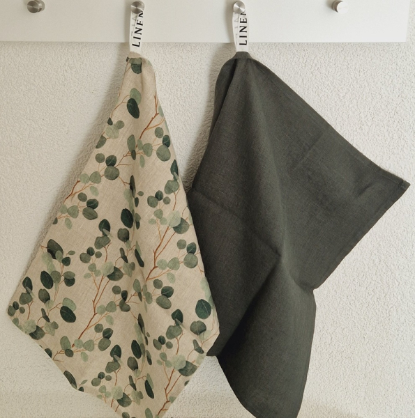 Leinen Geschirrtuch Eucalyptus on Natural, 45 x 65 cm - Linen Tales