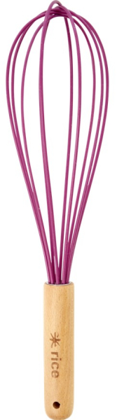 Rice Silikon Schwingbesen in Violett mit Buchenholzgriff