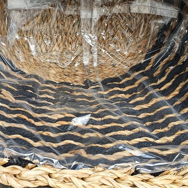 Seegraskorb Terima Kasih, schwarz natural Ø 28, H 22 cm