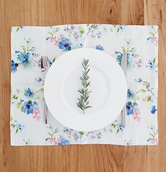 Leinen Tischset Kornblumen blau, 45 x 35 cm - Linen Tales