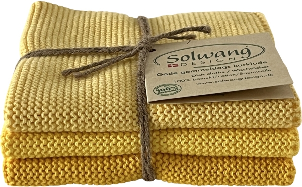 Solwang Reinigungstücher gestrickt, hell gelb